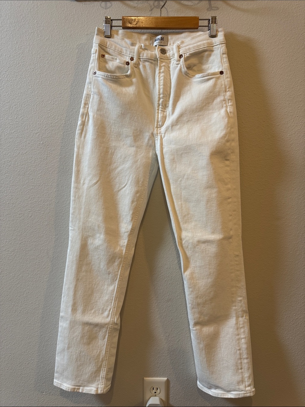 EUC Size 27 Agolde Off-White High-Rise Stovepipe Jeans!